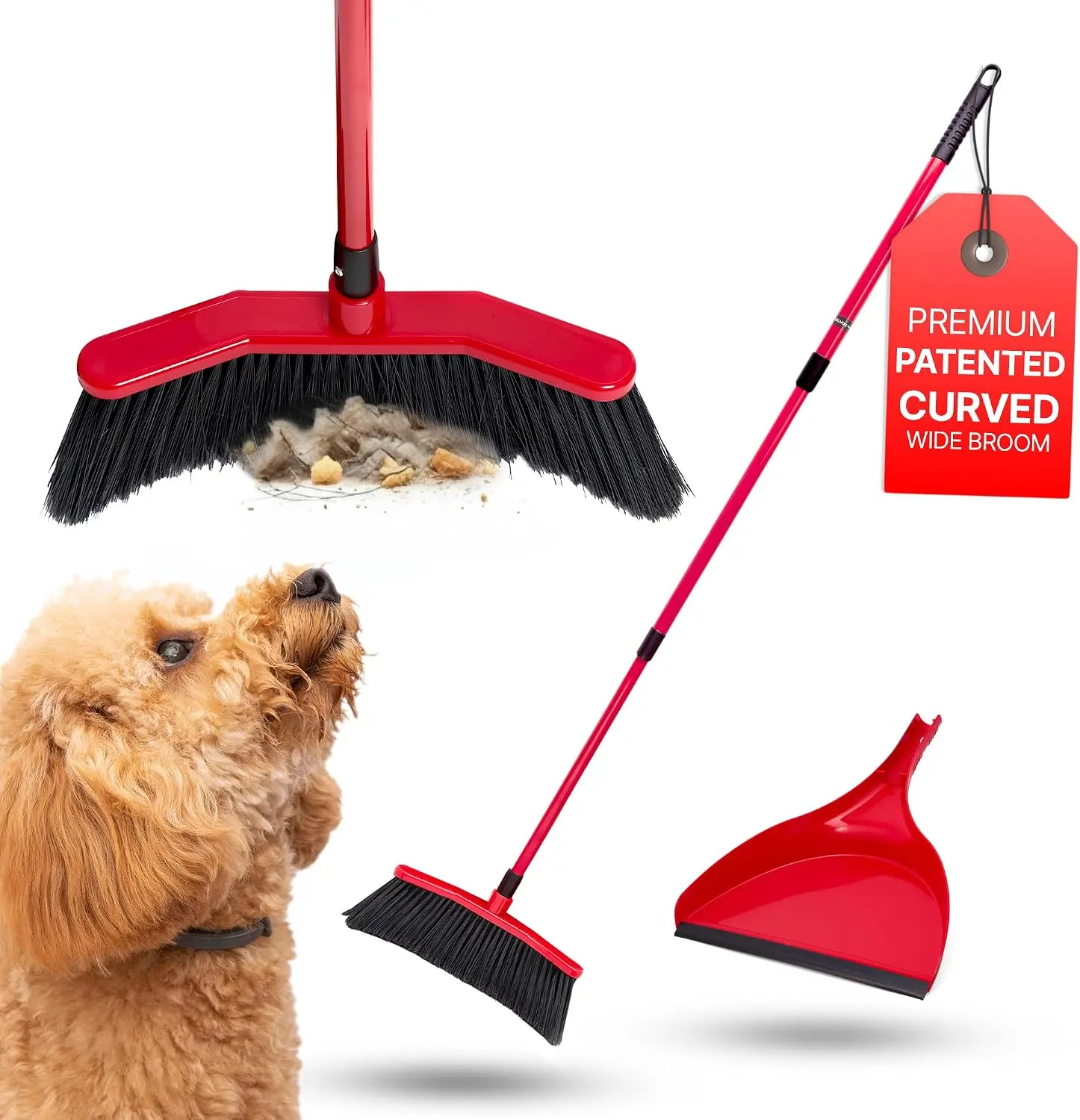 Da Vinci House Broom Combo – Indoor & Outdoor Cleaning Set | Optional Curved Push Shop Broom, Alloy Steel Handle