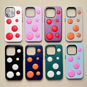 Sponge Bubble Phone Case for iPhone 15 Pro Max. Unique 3D air bubble texture with a trendy color-block design. Stylish shockproof cover for iPhone 15 Pro Max 6.7 inch. The ultimate aesthetic accessory for those who love playful Y2K vibes.