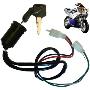 Ignition Starter Key Switch with 2 Keys for X-15 X-19 110cc 125cc 50cc Super Pocket Mini Bike Motorcycle Start Stop Kill Switch 4 Wires 2 Male Plugs