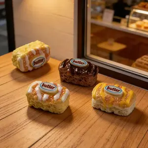 Miniature Realistic Mini Bread Butter Cake Decorations, DIY Cream Gel Handmade Resin Accessories, Food Play Modeling Kit