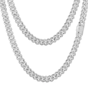 【#N3】8mm New Arrival 925  Sterling Silver Round VVS Synthetic Moissanite Iced Out Miami Cuban Chain Fashion Trend  Hip Hop Rapper Jewelry