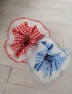 Double Layered Checkered Scrunchy