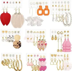 58 Pair Earrings Set for Women, Fashion Tassel Earrings Acrylic Hoop Stud Drop Dangle Earrings for Birthday Party, Assorted Styles - Home Improvement.