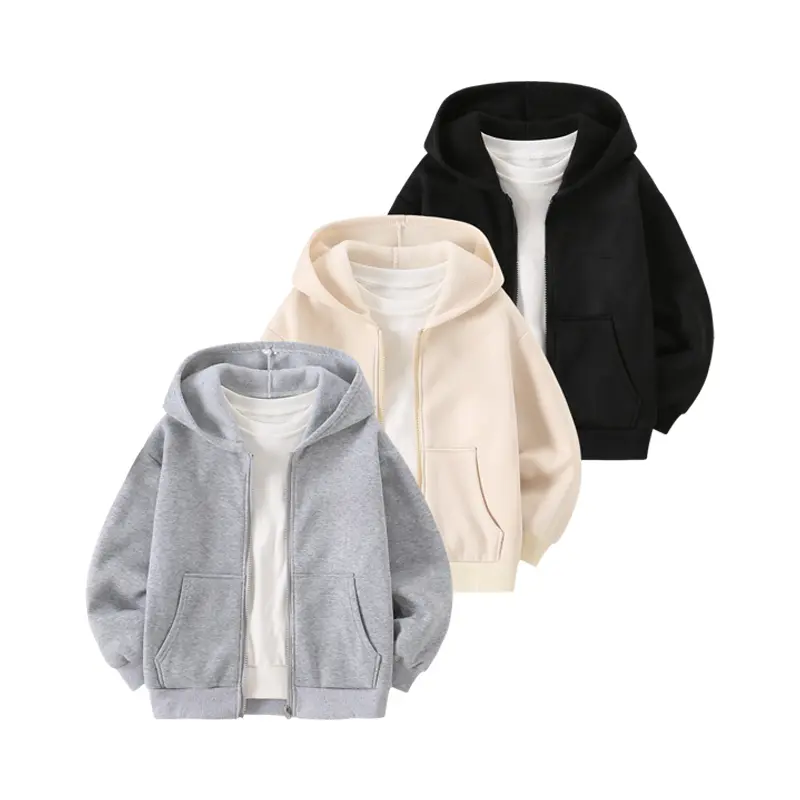#backtoschool 3-piece boy spring and autumn zipper hooded coat 4-12 years old casual long-sleeved hooded sweatshirt children's autumn and winter coat