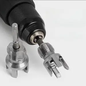 2-in-1 PVC Pipe Threader Kit, Carbon Steel Integrated Pipe Threader, Pipe Threading Tool Kit with Internal & External Thread Cutting, 2Pcs 1/2"&3/4" PVC Thread Maker Compatible with Electric Drill