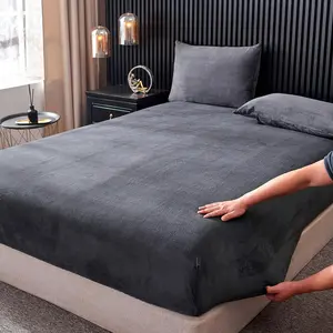 Solid Color Fitted Sheet, 1 Count Soft Comfortable Machine Washable Fitted Sheet, Breathable Bedding Sheet, Breathable Sheets for Home Bedroom Hotel