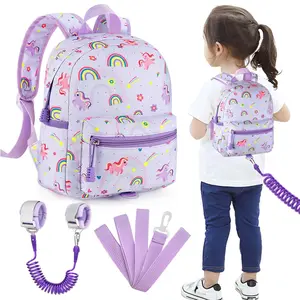 BY-009  Toddler Backpack with Leash, Cute Baby Backpack with Anti Lost Wrist Link, Mini Kids Backpack Leash Walking Harness for Travel, Small Excavator Backpack Tether for Boys Girls Ages 1-3 (Green)