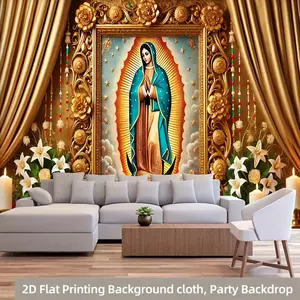 1pc 2D Flat Our Lady of Guadalupe Religious Wall Hanging Banner - Inch Durable Polyester Party Backdrop, No Power Needed, Easy to Hang for Living Room, Bedroom, Office, Outdoor Decor All Season
