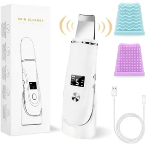 Skin Scrubber Face Spatula, Face Spatula Blackhead Remover for Deep Cleansing Skin Spatula, 4 in 1 Pore Extractor with USB Charger (Large)