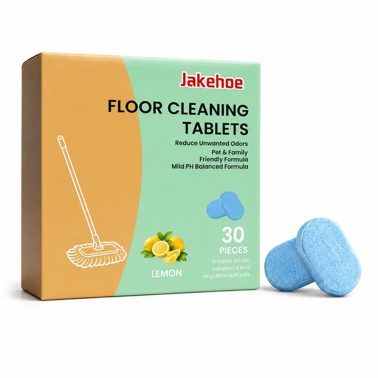 12PCS-Pack Floor Cleaning Tablets available in lemon or mint scent eco-safe formula removes grime and odors dries fast with no residue safe for wood tile marble daily home cleaning