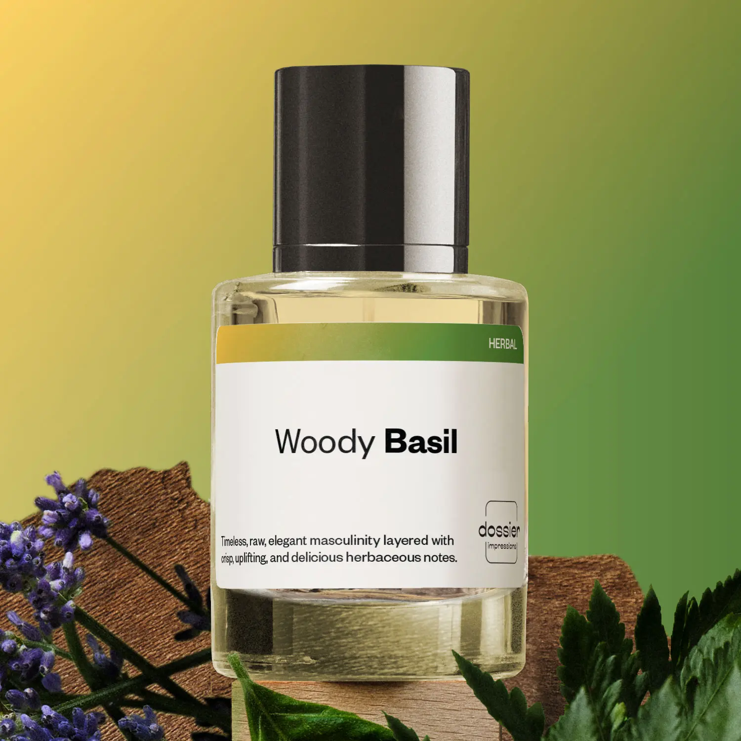 Woody Basil, Dossier, Men Perfume, Eau de Parfum, 50ml, Basil, Ginger, Bergamot, Tonka Bean, Lavender, Patchouli