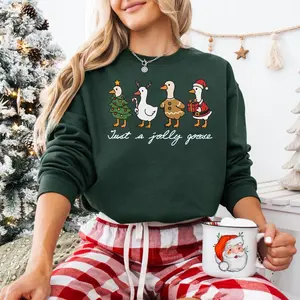 Made in USA Just A Jolly Goose Sweatshirt, 100% Cotton Christmas Goose Sweatshirt, festive duck Christmas Hoodie, cute holiday gift perfect for Christmas celebrations