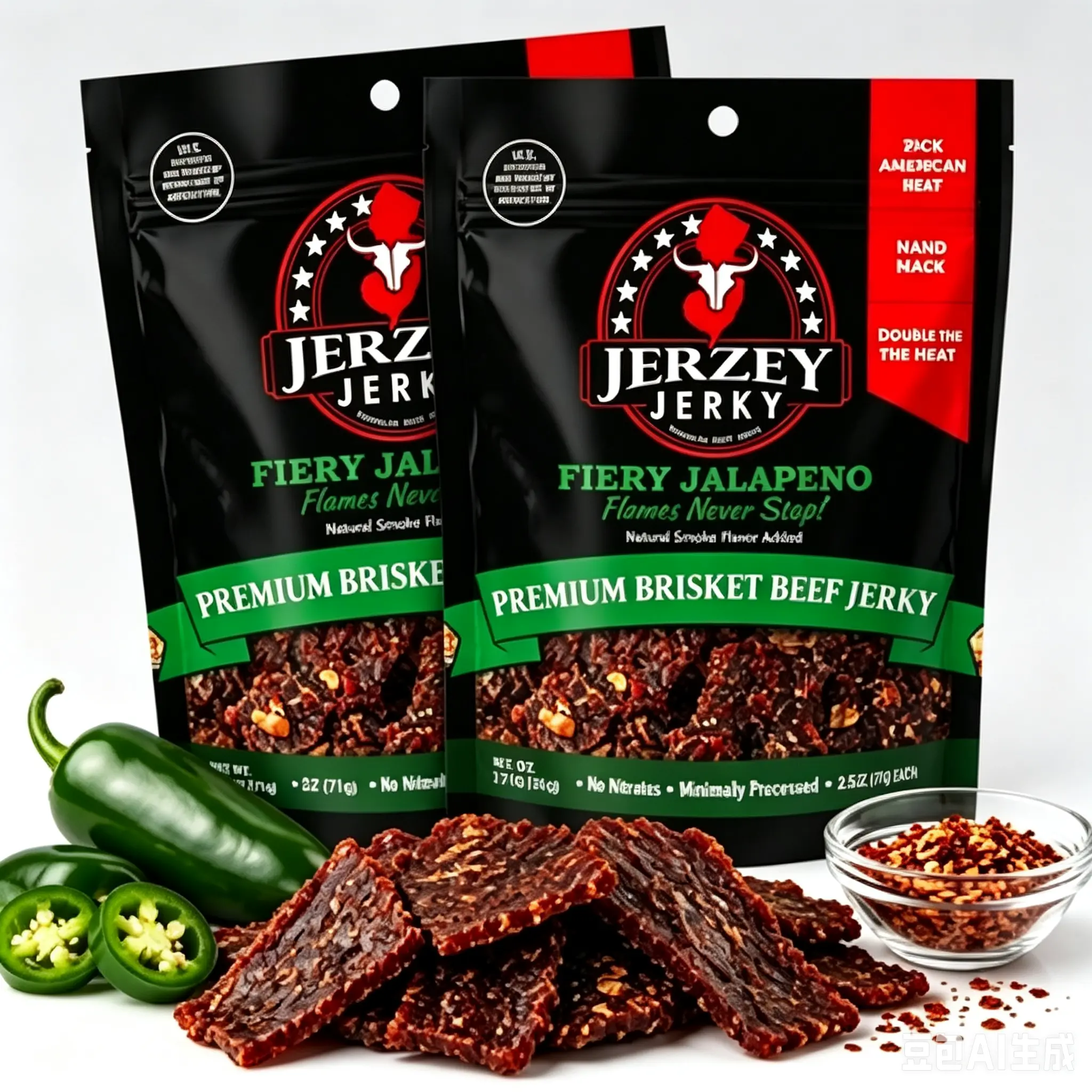 Smoky Jalapeño Brisket Beef Jerky | Bold Hickory Spicy Flavor | All Natural High Protein Snack 2.5oz, Made in USA