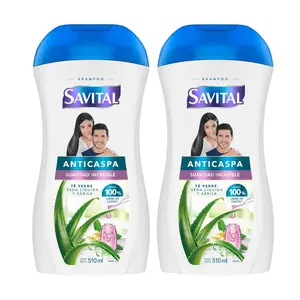 Savital Shampoo Anticaspa con Sabila Suavidad Increible y limpieza refrescante  (2 pack)