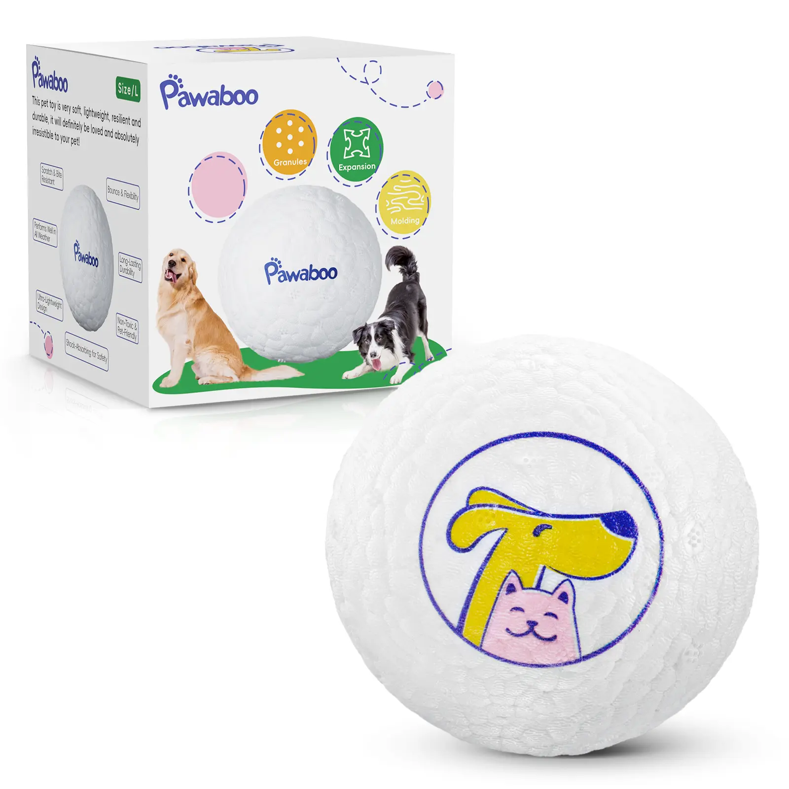 Pawaboo Durable Chew Balls - High-Bounce, Floatable Dog Toy for All Breeds