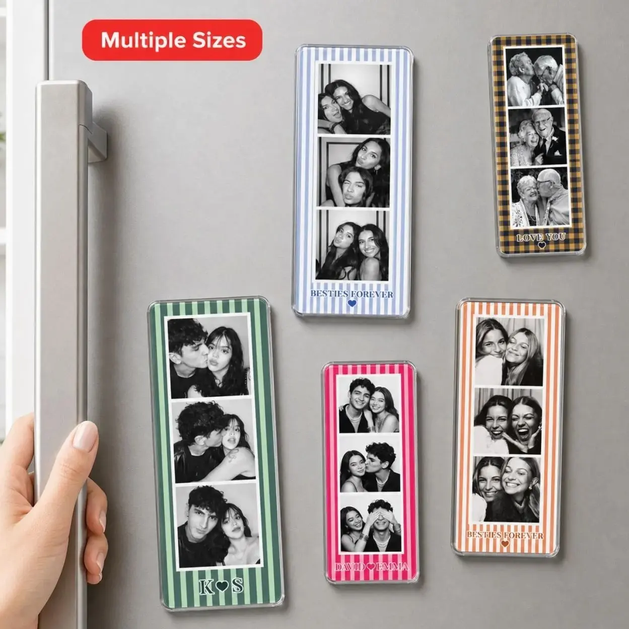 Personalized  Mini Photo Booth Strip Magnet, Custom Photo Magnet, Couples Photo Magnet, Besties Photo Magnet, Gift For Couples, BFF Gifts