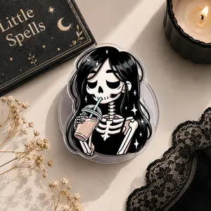Gothic Skeleton Girl Magsafe Phone Grip – Cute Dark Aesthetic Magnetic Pop Socket & Kickstand