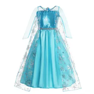 Princess Dress Snow Queen Costume Halloween Cosplay Frozen Dress up for Toddler Girls with Accessories