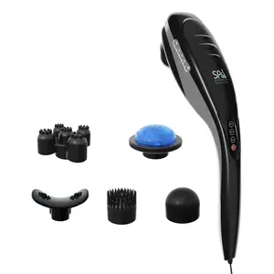 VARA Deluxe Therapeutic Deep Tissue Percussion Massage with Extended Length Handle for Body & Back Spa Sciences Includes 5 Interchangeable Heads for Multiple Treatment Options