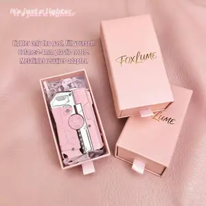 (No Butane)Sweet Pink Windproof & Rotatable Relaxation Lighter Accessories-Refillable, Adjustable, With Optional DIY Stickers & Pink Gift Box.Unique&Practical Gift For Girlfriends & Good Friends