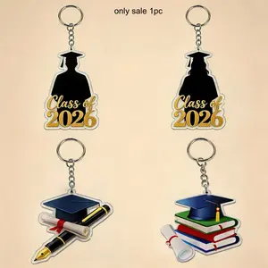 1pc Graduation Book-Shaped Keychain-2D Acrylic Design, Lightweight And Durable Backpack Car Key Ring - Backpack Tote Bag Decorative Pendant,Pencil Case Charm for Students, Teachers, Graduates Gift, Unisex