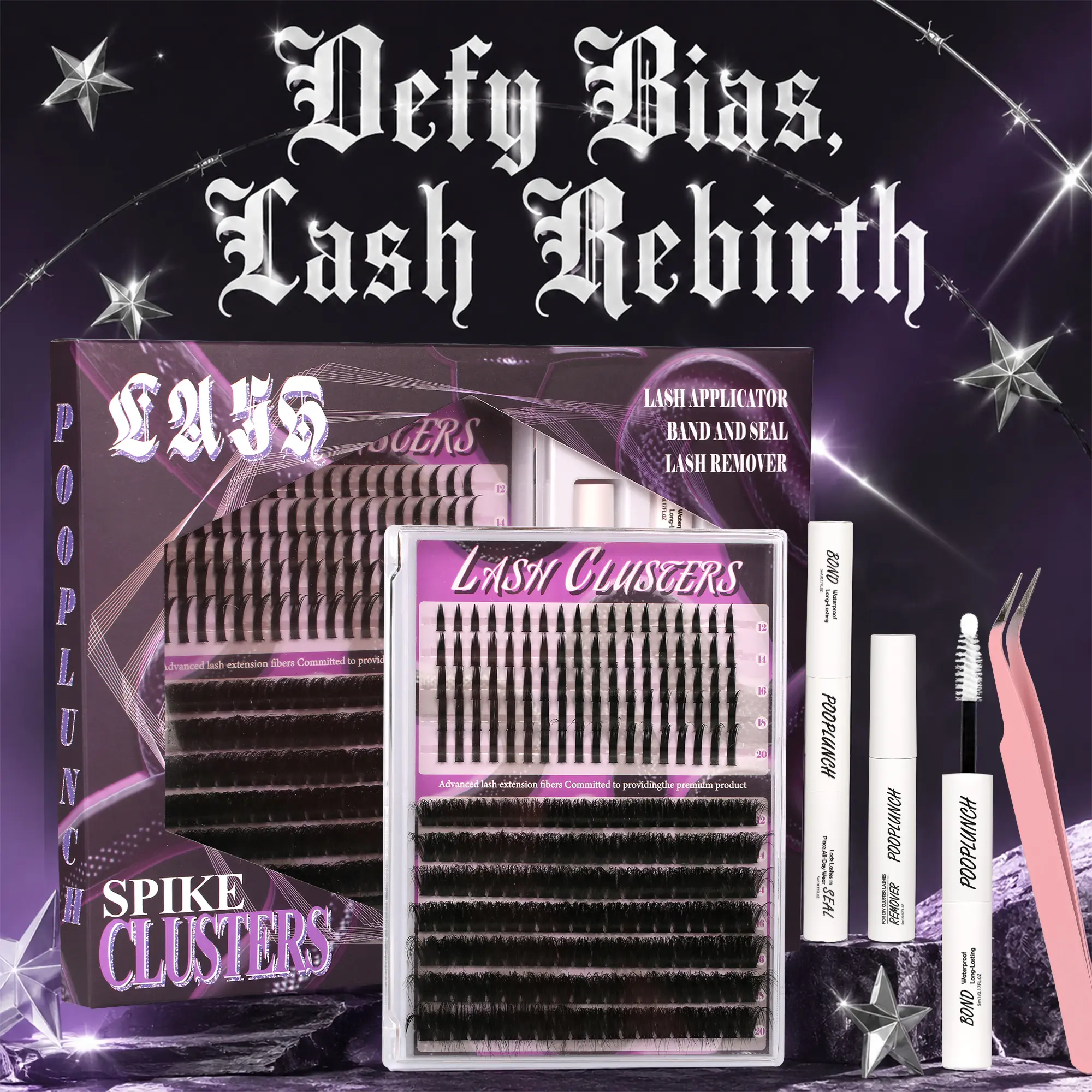 Lashes map for clusters  Kit Spiky Wet Eyelashes Extension Kit , 10-18mm Individual Lashes Kit with Lash Bond and Seal Makeup