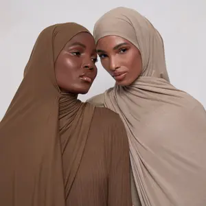 Fit Modesty Chic (70*180cm) High Quality Right Angle Curled Modal Mercerized Cotton Breathable Hijab Soft Breathable Muslim Hijab Beige Clothing