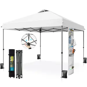 [Waterproof & UV-Resistant] PHIVILLA 10x10ft/12x12ft Pop-up Canopy Tent, Instant Portable Canopy Tent Outdoor Gazebo, One-Push-To-Lock Outdoor Gazebo with Roller Bag