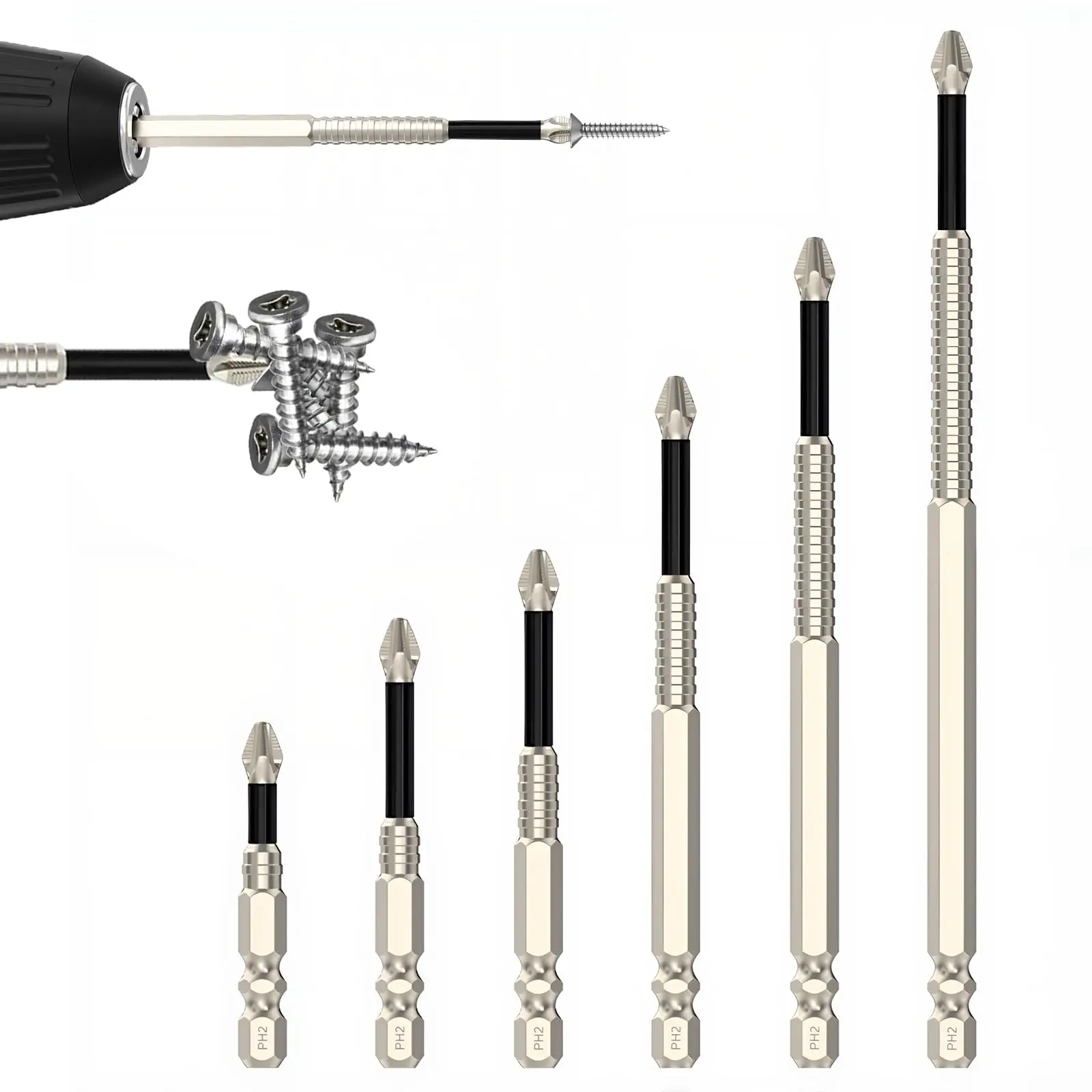 High-Magnetic Screwdriver Drill Bit Set, 2026 New k5 Impact Resistant Non Slip Bit, Anti Slip Screwdriver Bits for Dry Wall, Sheetrock