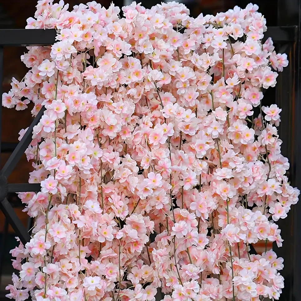 Simulated Cherry Blossom Vines (4/8 Packs, 1.8m Length) - Decorative Floral Decor for Indoor-Outdoor Spring Wedding, Home, Hotel Furnishings