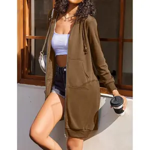 [Today50%+OFF]WomenCasualZipupFleeceHoodiesTunicSweatshirtLongHoodieJacketS-XXXLFall&WinterNewArrivals Womenswear Tops