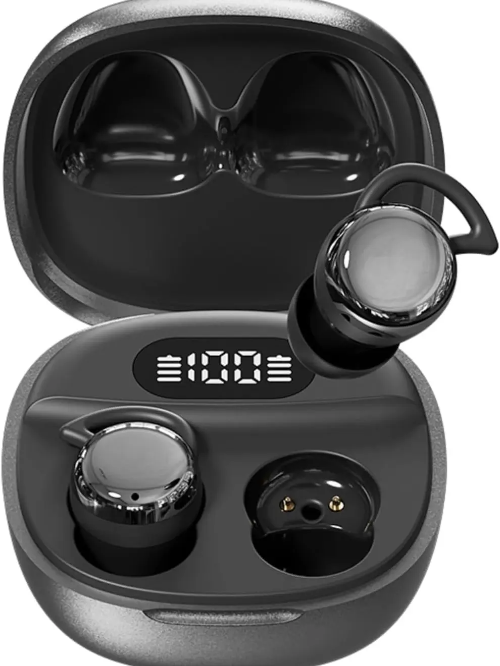 Invisible sleep earbuds — designed for side sleepers; small ear canal fit for women; wireless Bluetooth; discreet, ultra-small concealed micro earphones; work earbuds; black