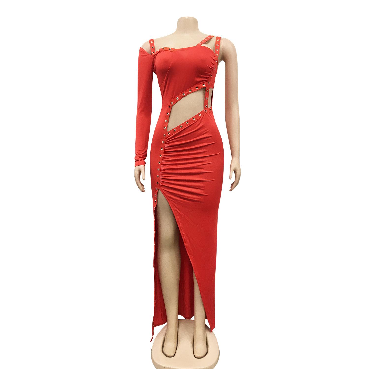 Sexy Irregular Cut-Out Club Dress for Women Long Dress