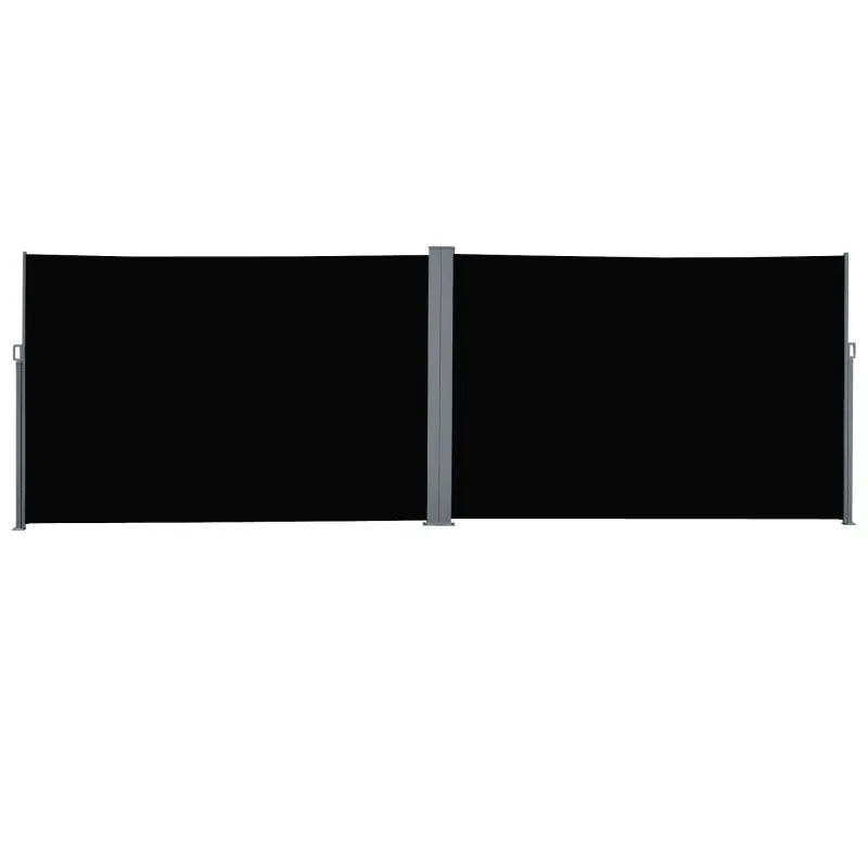 20' Double Retractable Patio Side Awning Garden Sun Shade with UV-Fighting Screen, Auto Pull-Back Function, & Steel Frame, Outdoor or Indoor Use, Black(Using high-quality and premium materials)