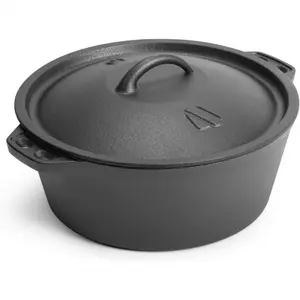 PLL Pre-Seasoned Cast Iron Dutch Oven Pot with Lid, for Braising, Broiling, Frying, Sourdough Bread Baking, Camping Cookware, BBQ,3 Quart Pan