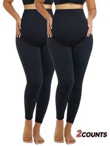 Maternity Solid High Waist Leggings, Soft Comfy Breathable Skinny Pants, Maternity Bottoms for All Seasons, Prenatal Maternity Clothing