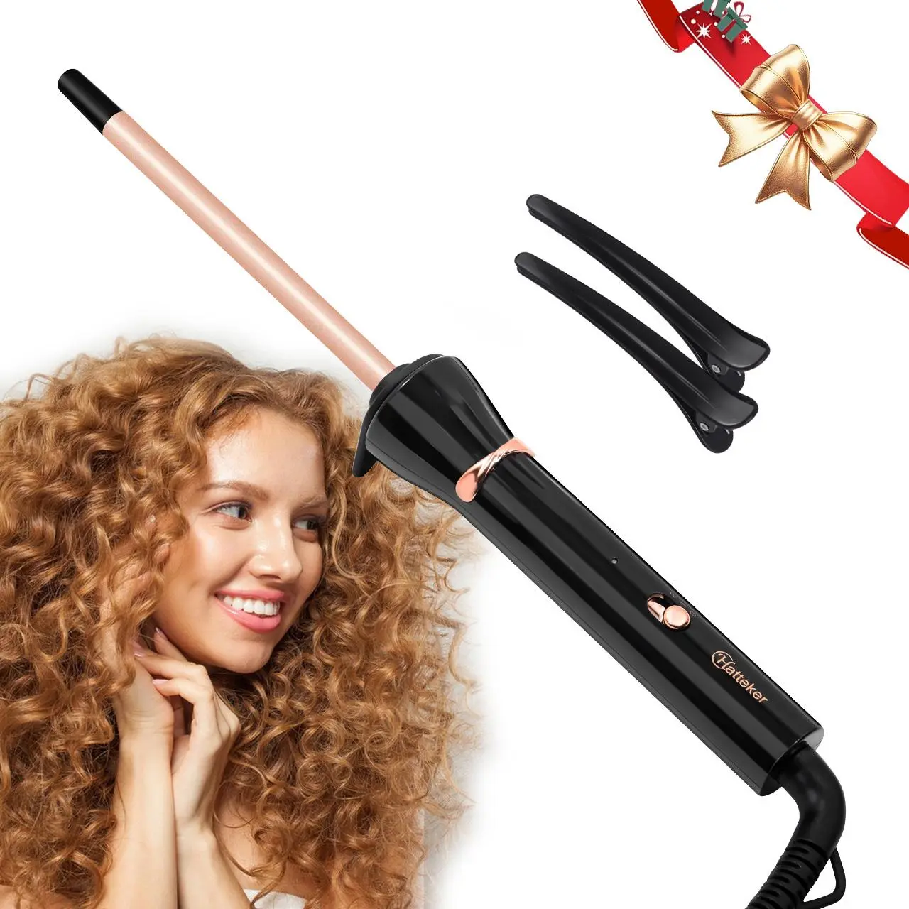 3/8 Inch Curling Iron,9mm Tiny Curling Wand,Ceramic Small Barrel Curling Iron with Adjustable Temperature,Fast Heating Anti-Scald Desig,with Clips, for Short & Long Hair
