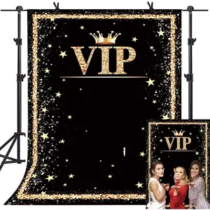 VIP Backdrop Black  VIP Movie Premiere Award Ceremony Celebrity Show Activity Decoration Red Carpet Photography Backdrop 5x7FT