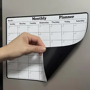 1pc Magnetic Dry Erase Fridge Calendar - Rectangular Whiteboard for Kitchen & Dining Room Decor, Easy-Post Monthly Planner for Refrigerator, Durable Rubber Magnetic Calendar Accessory