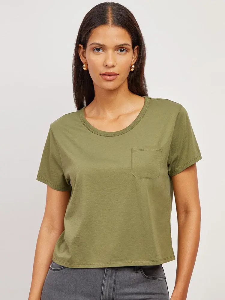 Mott & Bow - Cotton Boxy Pocket Crew Neck Tee - ttk