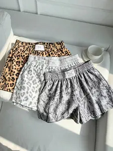 3 pieces, Y2K American retro withered tree branch+leopard print loose casual shorts, Casual Fit Shorts, suitable for women's daily commuting and outdoor sports wear in summer