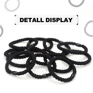 Wavy Bean Hair Ties (30-Piece) - Black Bean Hair Ties 30- Pack - Black