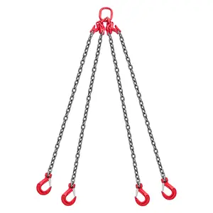 【fathersdaygift】VEVOR Chain Sling, 3/8 in x 10 ft Lifting Chains with 4 Leg Grab Hooks, Heavy Duty G80 Alloy Steel Lifting Sling, 22900LBS Capacity, Adjustable Engine Chain Hoist Lifts for Cargo Security Towing