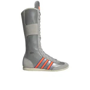 adidas Womens Originals Japan Round Toe Lace Up Casual Boots Knee High - Grey, Silver
