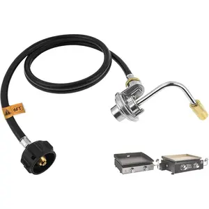 6FT  Adapter Hose, 1lb to 20lb Converter w/Gas Regulator Replacement  for  17", 22" Tabletop Griddle Conversion Kit,Pit  PB336GS 2 Burner Tabletop Gas Griddle &Dash Griddles