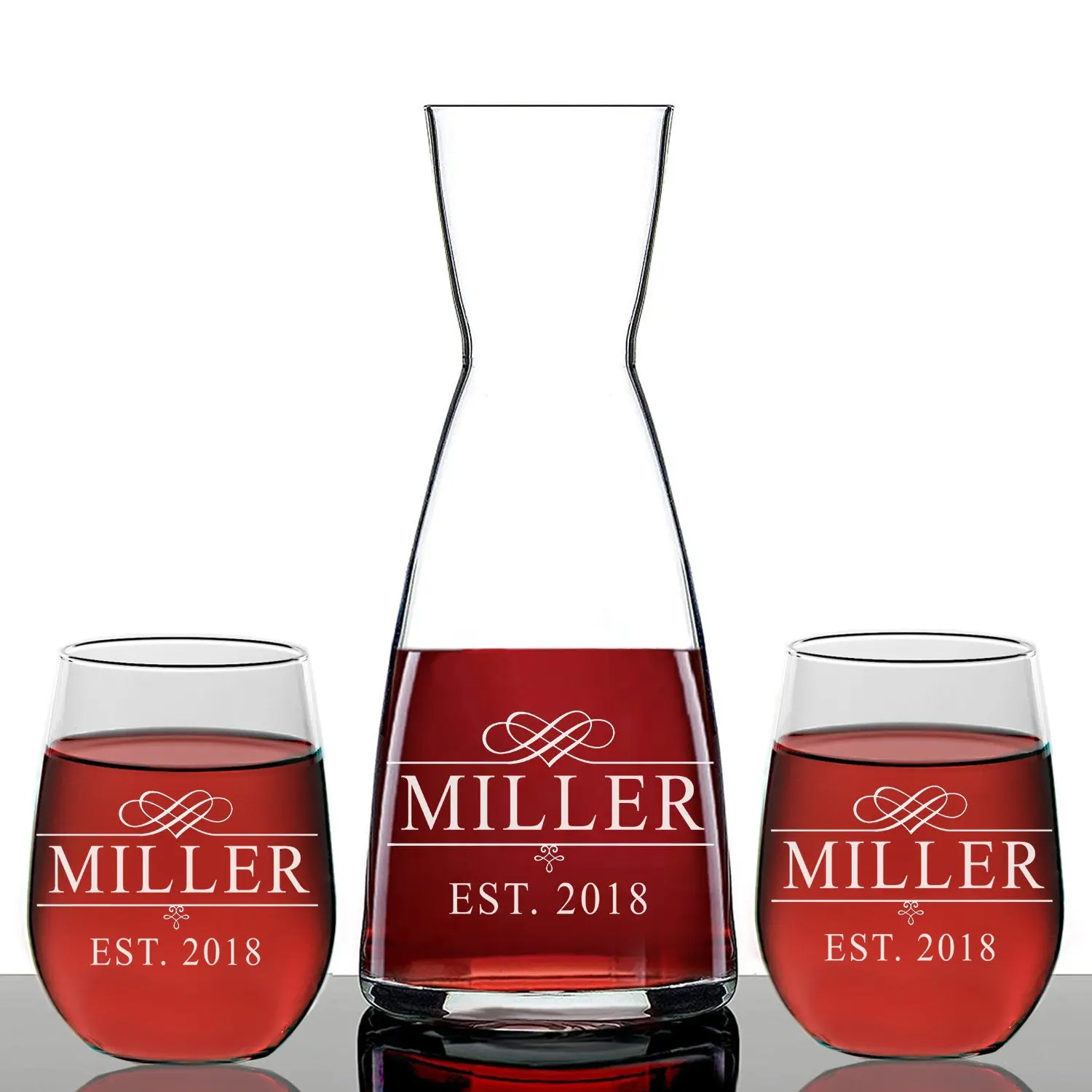 Custom Engraved Personalized Wine Decanter, Custom wine Decanter,Heart Wine Glass,Personalized Wedding Gift, Engraved Wine Decanter