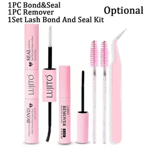 1PC Bond&Seal/1PC Remover/5-Piece Eyelash Glue Kit Optional, 10ML Strong Hold Liquid Glue, 4.5ML Remover, Includes Brush & Tweezers, Hypoallergenic for DIY Lashes & Makeup, Cosmetic, Glue Remover Brush Set