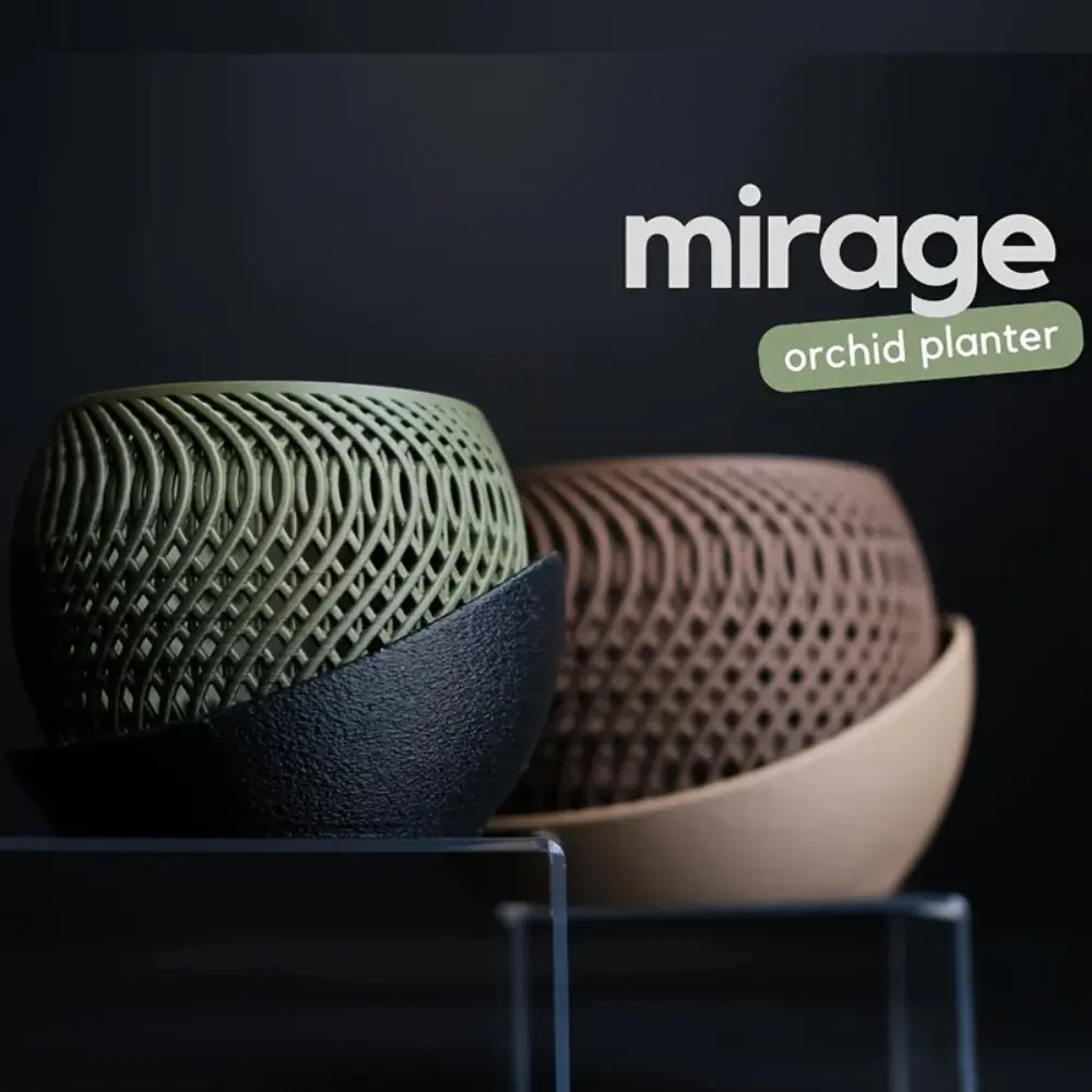 1pc Mirage Orchid Planter, Planter Pots For Indoor Plants - Modern Minimalist Design with Air Circulation Tray, Woven Texture, Lightweight Plastic, Ideal for Indoor & Outdoor Home Decor, Round Planter