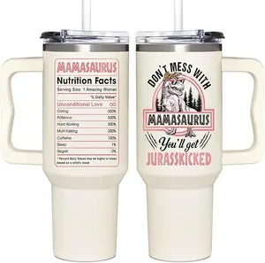 Mamasaurus Tumbler with Handle 40oz - Mom Gifts, Mama Gifts - Birthday Gift, Christmas Gifts Idea for Mom Drinkware 40oz Tumbler