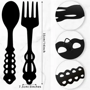 2 Pieces Metal Fork Spoon Wall Decor Big Black Metal Large Kitchen Rustic Fork Spoon Shaped Wall Decor Hanging Sign for Farmhouse Home